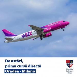 Prima cursă Oradea – Milano, cu Wizz Air