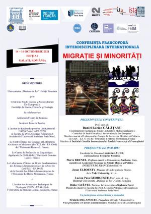 Prima ediție a Conferinței Internaționale, Interdisciplinare Francofone „MIGRAȚIE ȘI MINORITĂȚI” se va desfășura la Galați